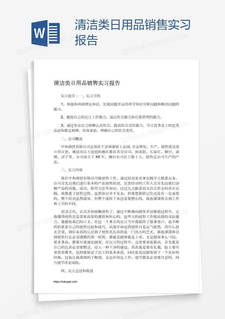 清洁类日用品销售实习报告